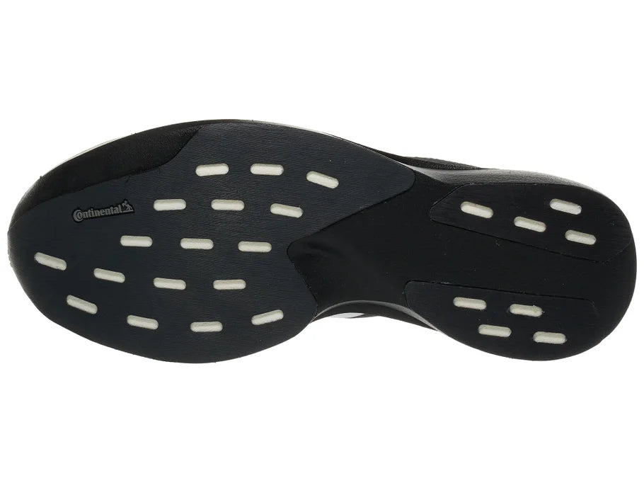 Men's Adidas Adizero Evo SL Woven. Black upper. Black midsole. Bottom view.