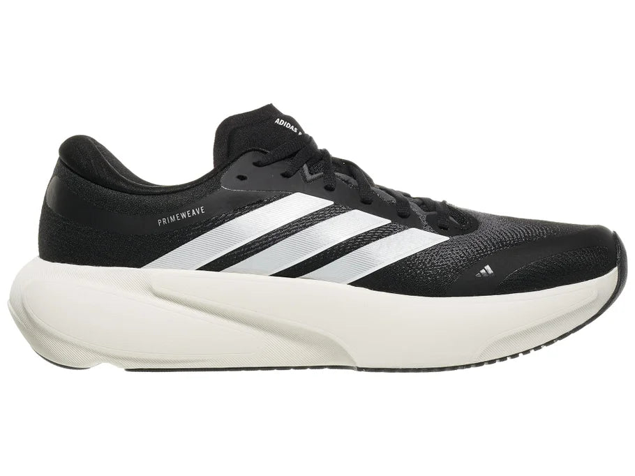 Men's Adidas Supernova Rise 3. Black upper. White midsole. Medial view.