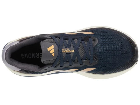 Men's Adidas Supernova Solution. Black upper. Off white midsole. Top view.