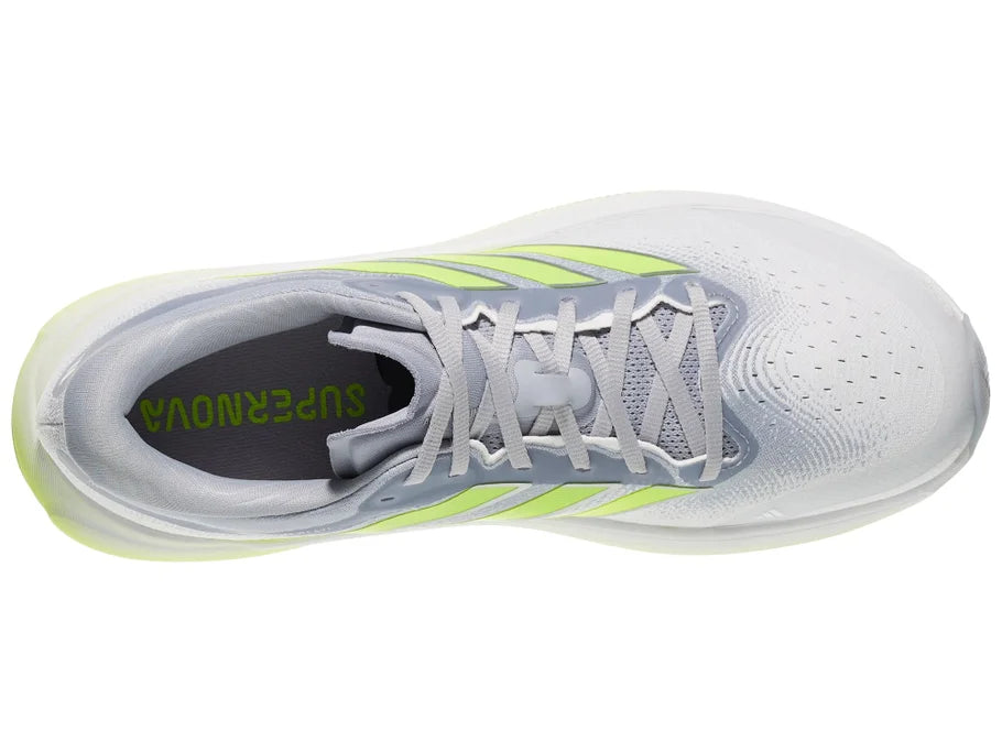 Adidas Supernova Rise 3 men's running shoe in Halo Silver/Solar Yellow/Ftwr White - top view