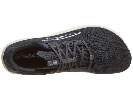Men's Altra Escalante 4. Black upper. White midsole. Top view.