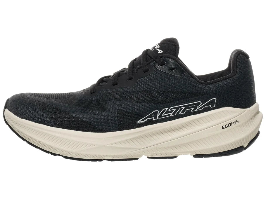 Men's Altra Experience Flow 3. Black upper. White midsole. Lateral view.