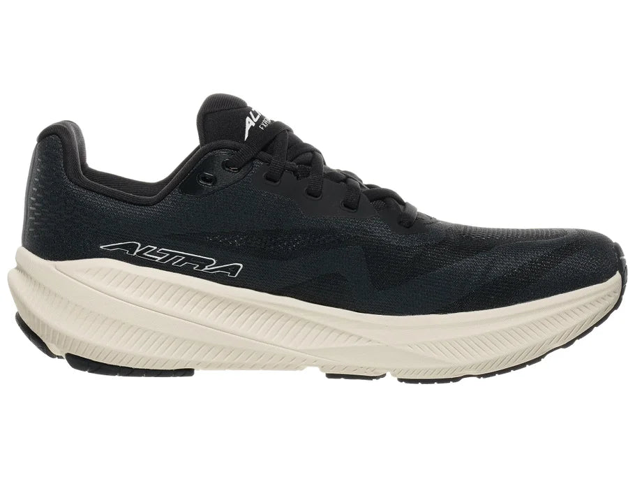 Men's Altra Experience Flow 3. Black upper. White midsole. Medial view.