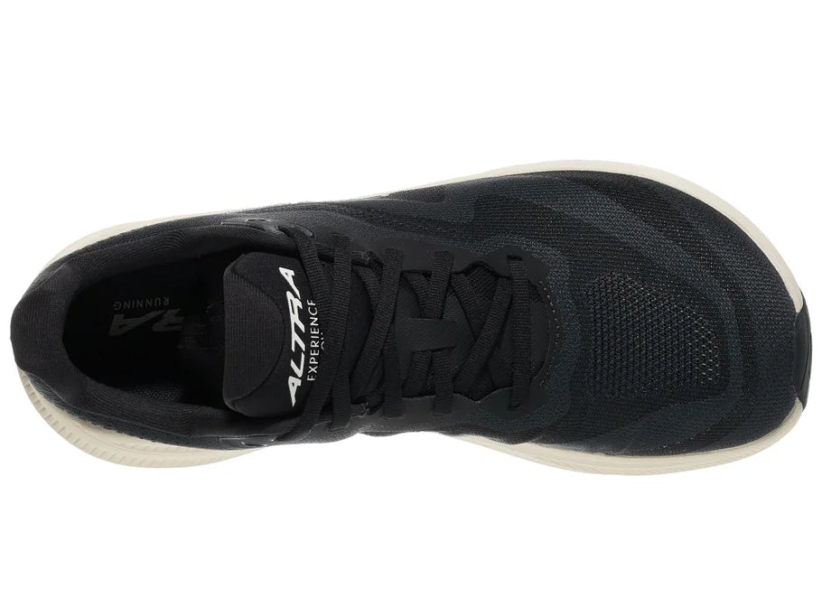 Men's Altra Experience Flow 3. Black upper. White midsole. Top view.