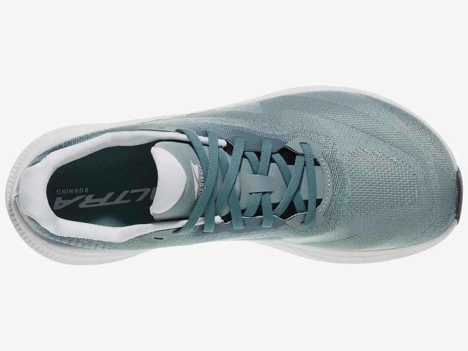 Men's Altra Experience Flow 3. Green upper. Light grey midsole. Top view.