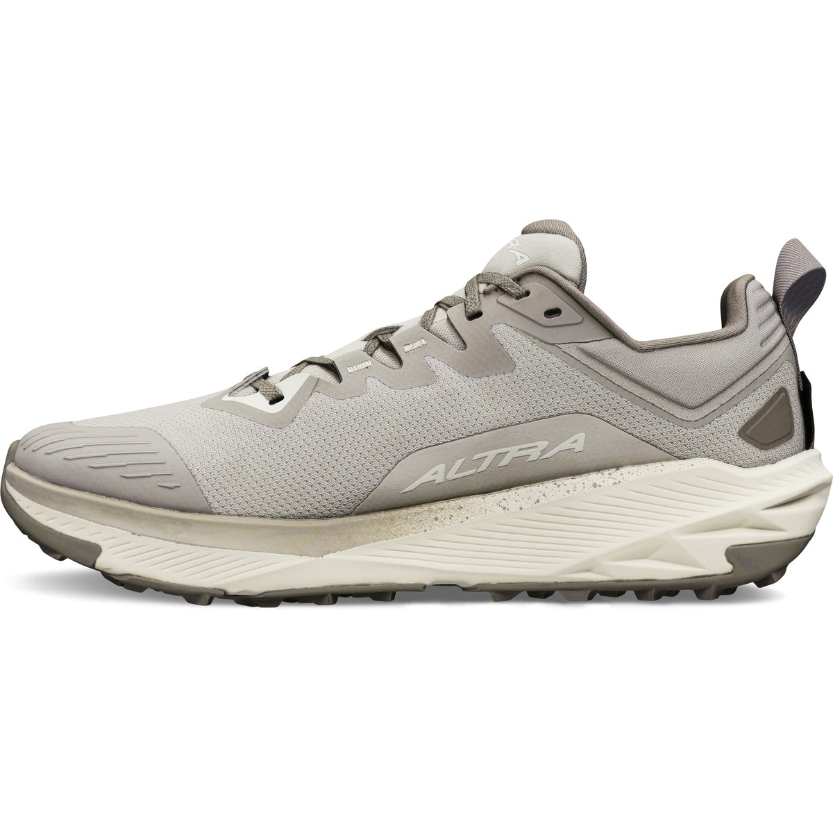 Men's Altra Experience Wild 3. Grey upper. Off White midsole. Medial view.