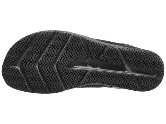 Men's Altra Solstice XT 3. Black upper. Black midsole. Bottom view.