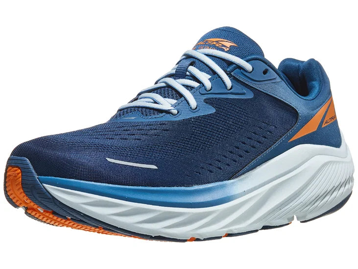Men's Altra Via Olympus 2. Blue upper. White midsole. Lateral view.
