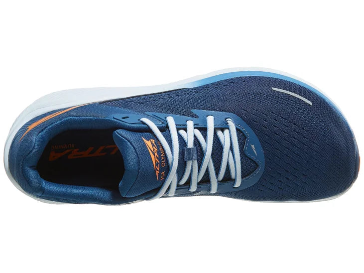 Men's Altra Via Olympus 2. Blue upper. White midsole. Top view.
