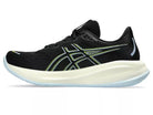 Men's Asics Gel-Cumulus 26. Black upper. Yellow midsole. Medial view.
