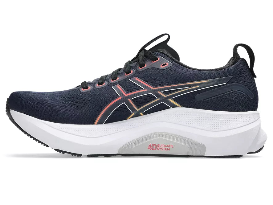 Men's Asics Gel-Kayano 32. Dark Blue/Grey upper. White midsole. Medial view.
