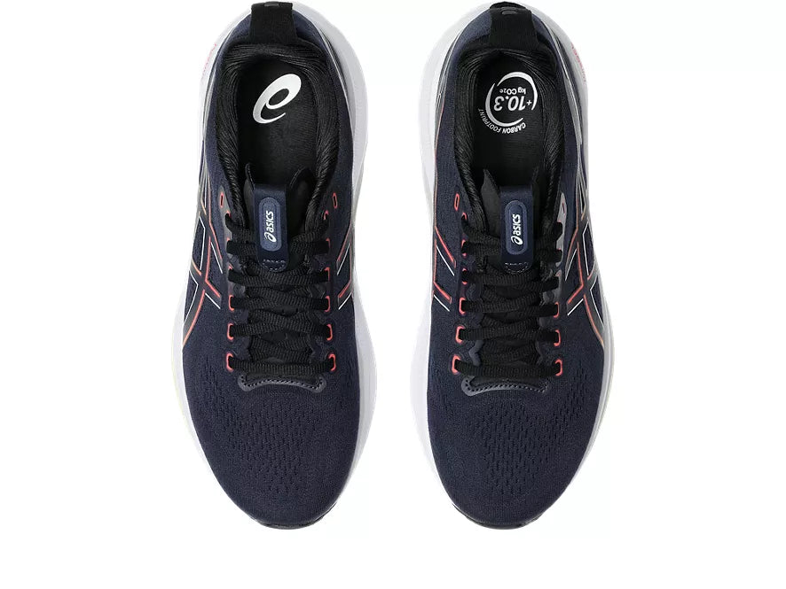 Men's Asics Gel-Kayano 32. Dark Blue/Grey upper. White midsole. Top view.