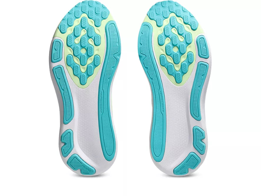 Men's Asics GEL-Kayano 33 White/Energy Aqua outsole view