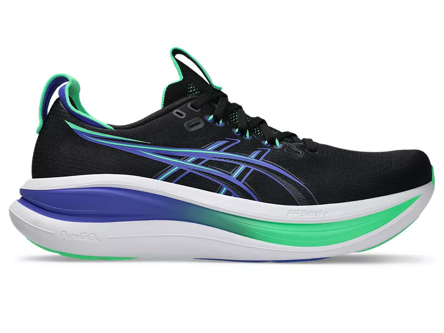 Men's Asics Gel-Nimbus 28 Black/Cobalt Burst lateral view