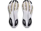 Men's Asics Gel-Nimbus 28. Black upper. White midsole. Bottom view.