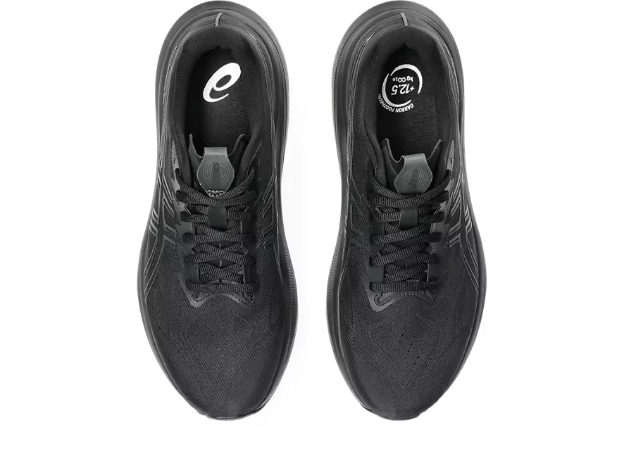 Men's Asics GT 2000 14. Black upper. Black midsole. Top view.