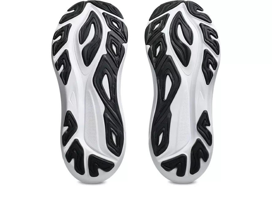 Men's Asics GT 2000 14. Black upper. White midsole. Bottom view.