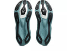 Men's Asics Novablast 6. Green upper. Green midsole. Bottom view.