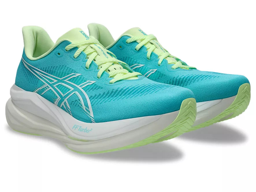 Men's Asics Sonicblast 2. Blue upper. White midsole. Lateral view.