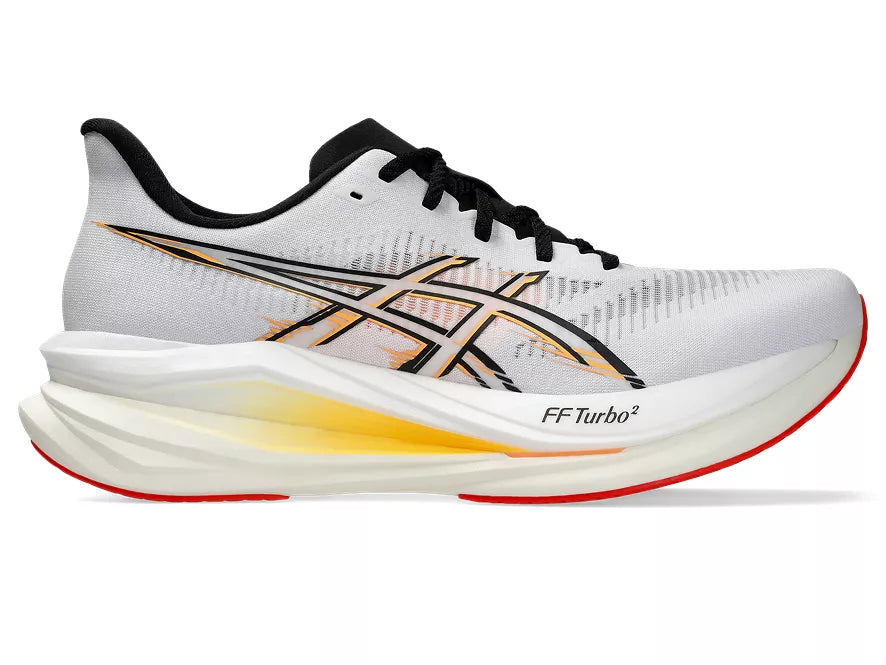 Men's Asics Sonicblast 2. White upper. White midsole. Lateral view.