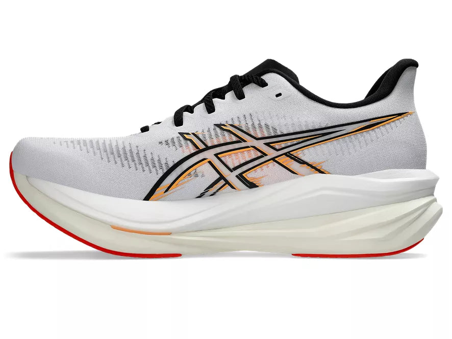 Men's Asics Sonicblast 2. White upper. White midsole. Medial view.