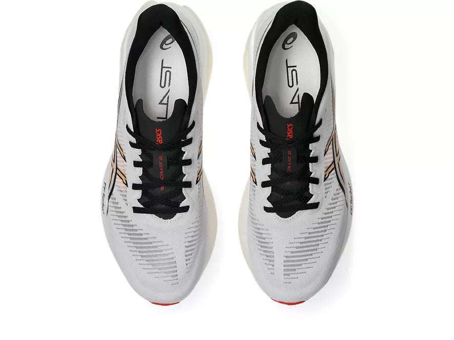Men's Asics Sonicblast 2. White upper. White midsole. Top view.