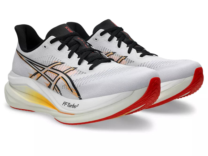 Men's Asics Sonicblast 2. White upper. White midsole. Lateral view.