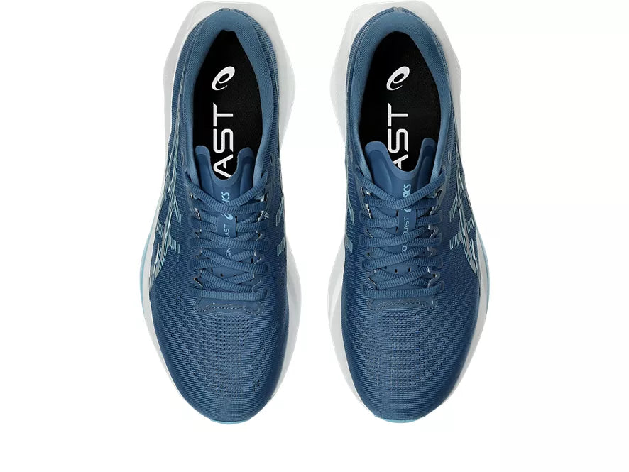 Men's Asics Sonicblast. Blue upper. White midsole. Top view.