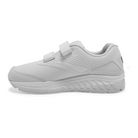 Men's Brooks Addiction Walker 2 V-Strap. White upper. White midsole. Medial view.