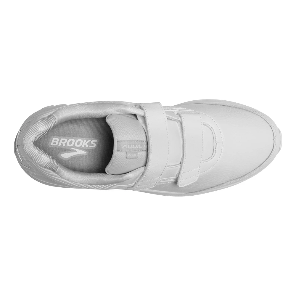 Men's Brooks Addiction Walker 2 V-Strap. White upper. White midsole. Top view.