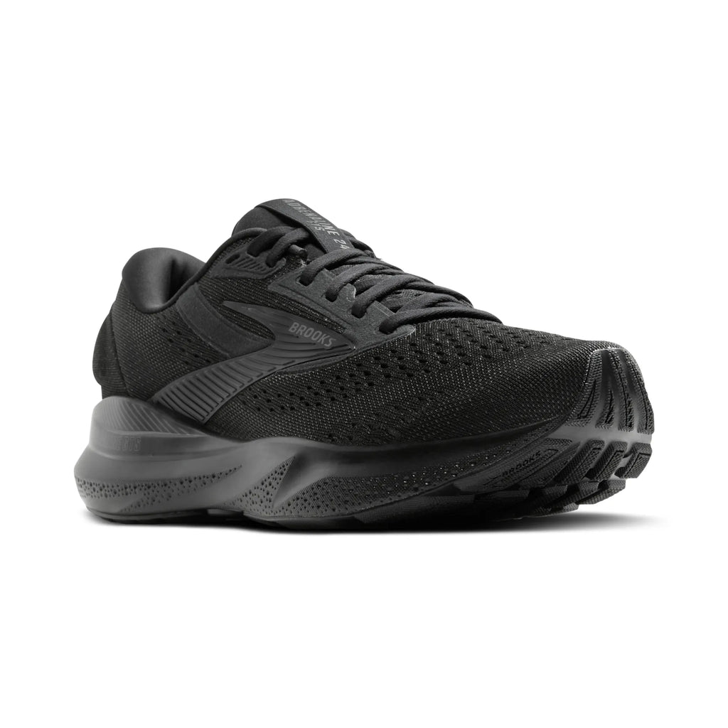 Men's Brooks Adrenaline GTS 24. Black upper. Black midsole. Lateral view.