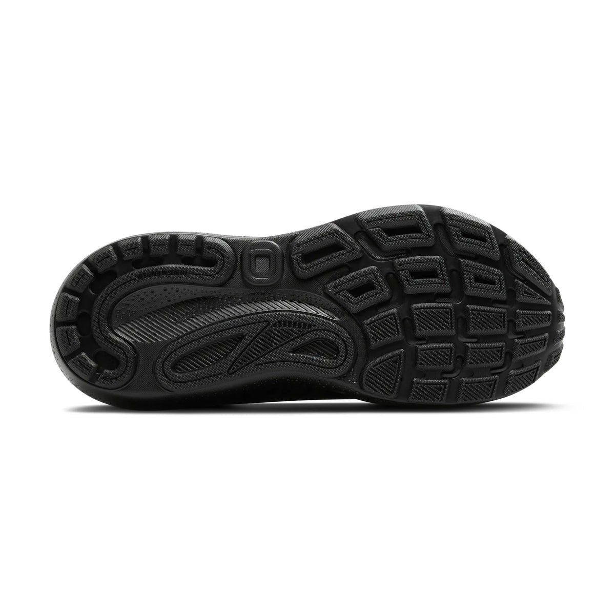 Men's Brooks Adrenaline GTS 24. Black upper. Black midsole. Bottom view.