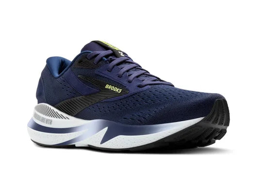 Men's Brooks Adrenaline GTS 24. Dark Blue upper. White midsole. Lateral view.
