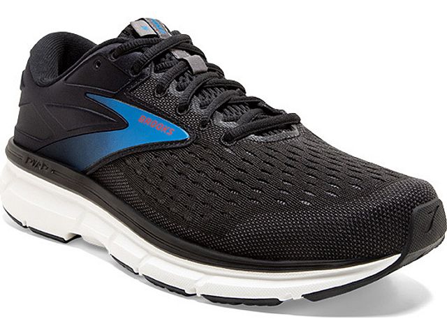 Men's Brooks Dyad 11. Black upper. White midsole. Lateral view.