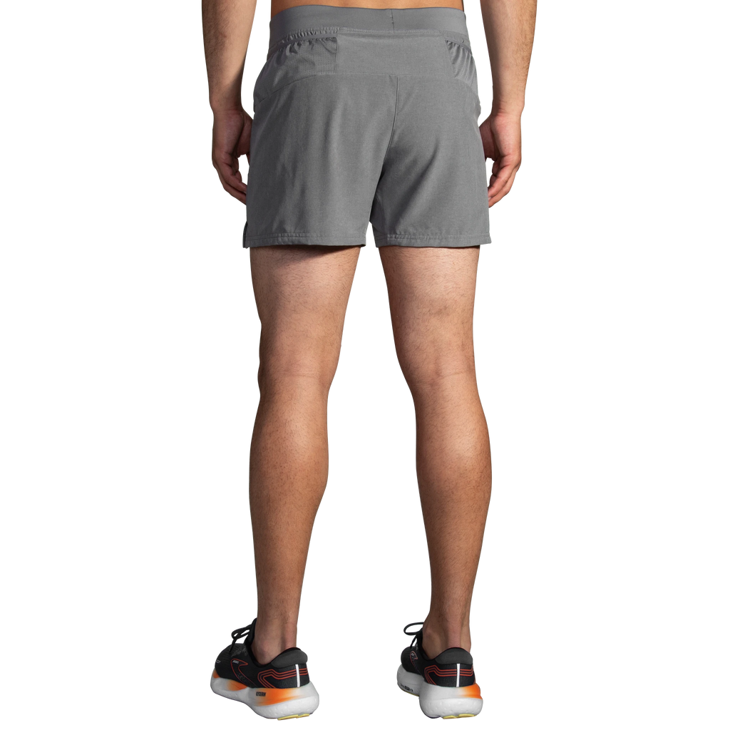 Men's Brooks Sherpa 5" 2-in-1 Shorts. Charcoal. Rear view.