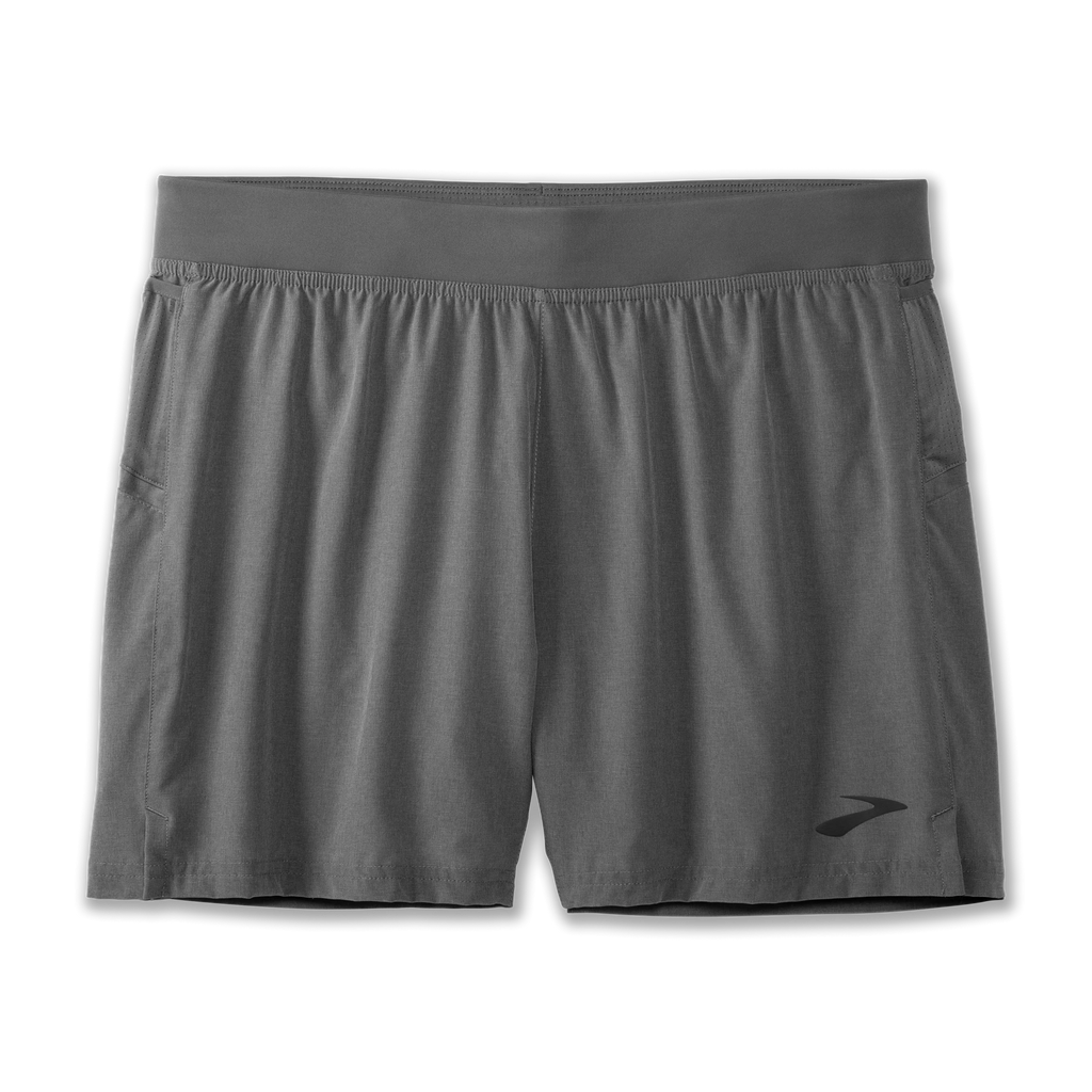 Men's Brooks Sherpa 5" Shorts. Charcoal. Front view.