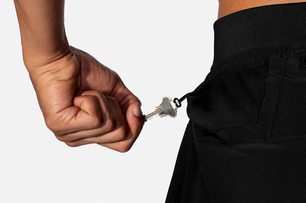 Men's Brooks Sherpa 7" Shorts. Black. Key loop.