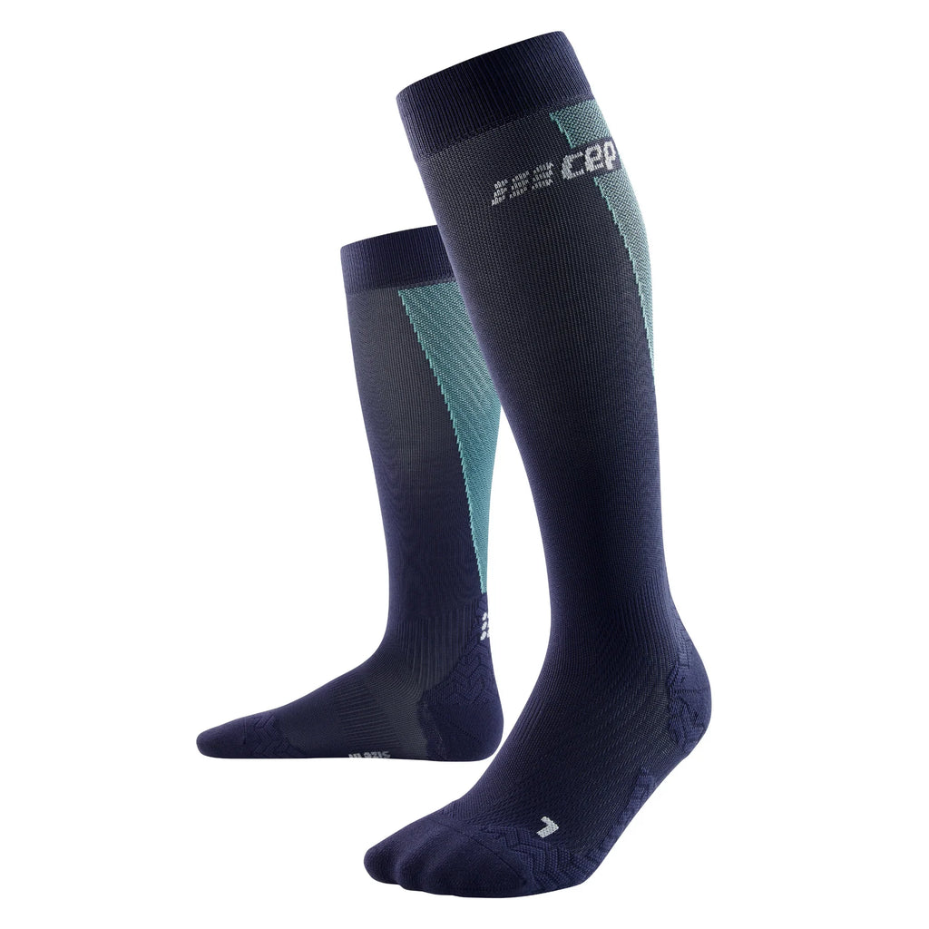 Men's CEP Ultralight Tall Compression Socks. Blue. Lateral view.