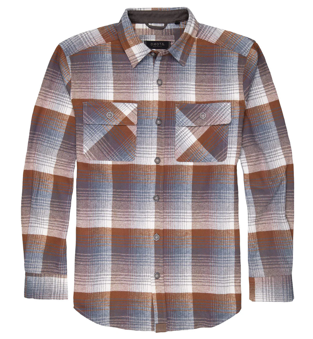 Dakota Grizzly Turk Reverse Weave Cotton Flannel Shirt Men's Rusty Nail
