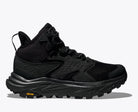 Men's Hoka Anacapa 2 Mid GTX. Black upper. Black midsole. Lateral view.