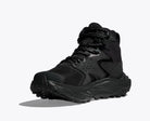 Men's Hoka Anacapa 2 Mid GTX. Black upper. Black midsole. Front/Medial view.