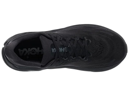Men's HOKA Arahi 8 in Black/Black, top view.