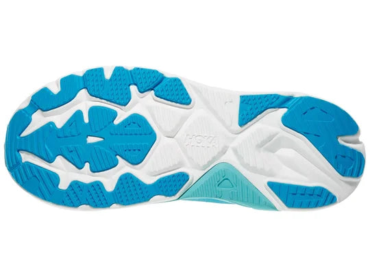 Men's Hoka Arahi 8. Black upper. White midsole. Bottom view.