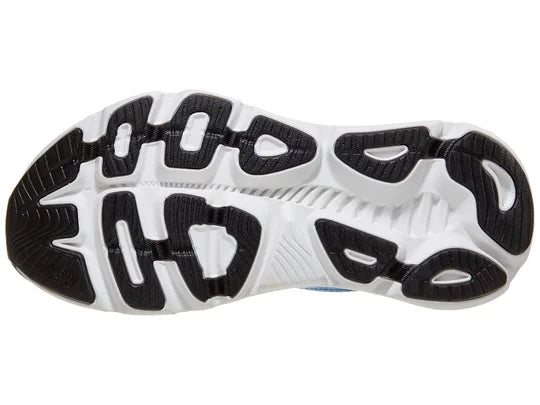 Men's Hoka Gaviota 5. Blue upper. Blue and white midsole. Bottom view.