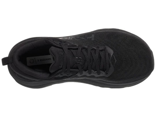 Men's Hoka Gaviota 5. Black upper. Black midsole. Top view.