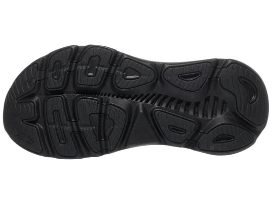 Men's Hoka Gaviota 5. Black upper. Black midsole. Bottom view.