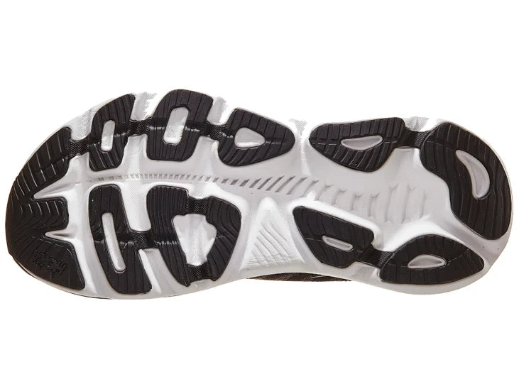 Men's Hoka Gaviota 5. Black upper. White midsole. Bottom view.
