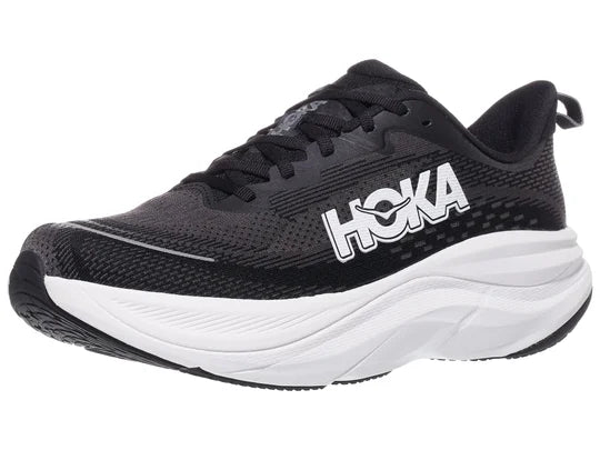 Men's Hoka Skyflow. Black/White. Lateral view.
