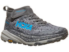 Men's Hoka Speedgoat 6 MID GTX. Grey upper. Grey midsole. Lateral view.