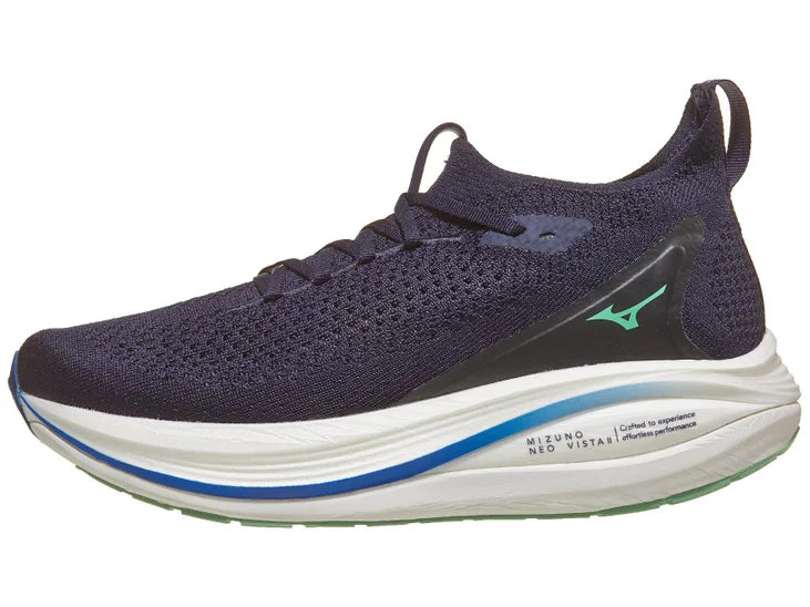 Men's Mizono No Vista 2. Navy upper. White midsole. Lateral view.
